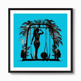 Silhouette Of A Woman In The Gym 1 Art Print