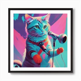 Funny Cat Singing Art Print