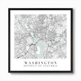 Washington Dc Street Map Minimal Color Square Art Print