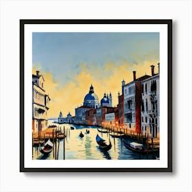 AI generated oil painting of Venice architecture and water canal. 1 Art Print