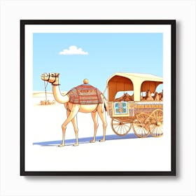 Camel Cart In The Desert 1 Art Print