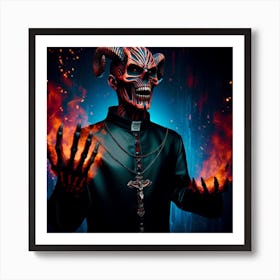 Devil In Flames Art Print