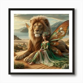 Fairy And Lion 3 Art Print