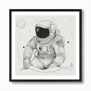 Spaceman Fantasy Art Pencil Drawing High Quality Signed A4 Print