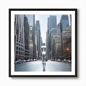 Futuristic Woman Walking In The City Art Print