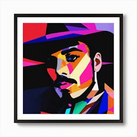 Abstract Portrait Of A Man In A Hat Art Print