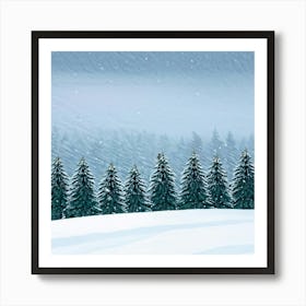 A Serene Winter Landscape Under A Subdued Grey Sky Snow Blankets A Fir Tree Frost Glistens On Surr (3) Art Print