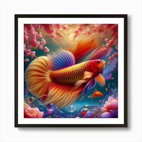 Siamese Betta Fish Art Print