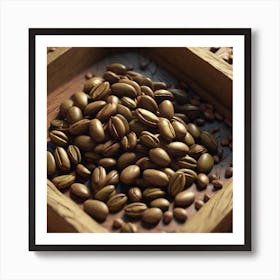 Coffee Beans In A Wooden Box Art Print