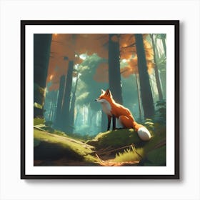 Fox In The Forest 109 Art Print