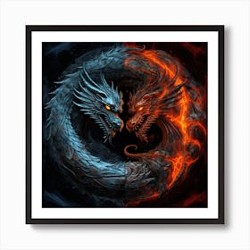 Dragons In Fire Art Print