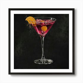 Cocktail On A Black Background Art Print