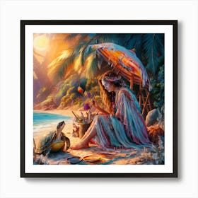 Mermaid On The Beach 1 Art Print