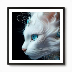 White Cat With Blue Eyes 1 Art Print