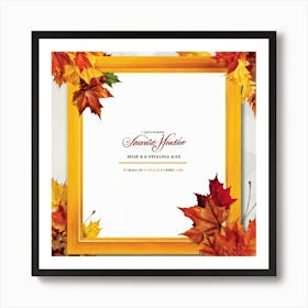 Autumnal Leaf Illustration One Central Maple Foliage Display Flanked By Smaller Elements Of Orange (1) Art Print