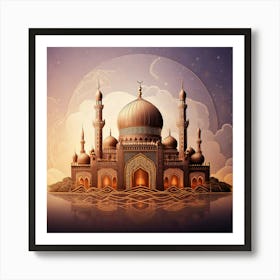 Firefly Mosque, Illustration, Wallpaper, Islamic, Logo, Architecture, Minaret, Dome, Prayer, Religio (10) Art Print