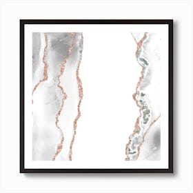 White & Rose Gold Agate Texture 08 Art Print