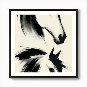 Two Horses Ink Art Print