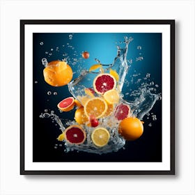 Citrus Fruit Splashing Water 2 Art Print