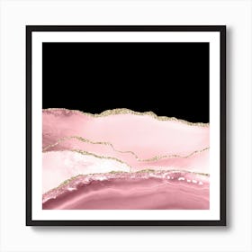 Blush & Gold Agate Texture 02 Art Print