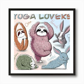 Yoga Lovers, Funny Animals Art Print