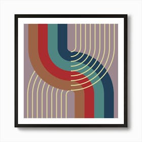 Midcentury Modern Geometric Rainbow Abstract Viv In Persian Vibes 02 Art Print