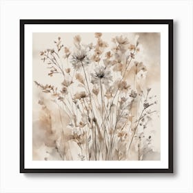  Wildflower , Neutral Muted Colours, Watercolour Art Print