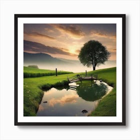 Sunrise Over The Pond Art Print