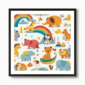 Playful Kids Animal Tshirt Design (11) Art Print