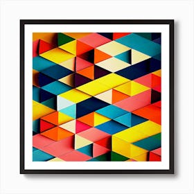 Vintage Charm: Colorful Decorations on a Bright Background, Abstract Geometric Pattern. Art Print