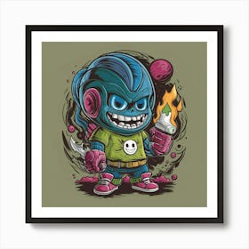 Cartoon Character Holding A Gun Art Print