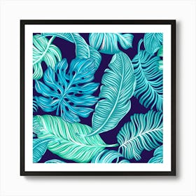 Tropical Greens Leaves Design 8 Art Print