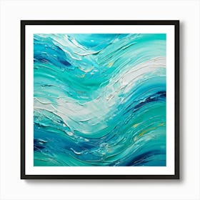 Abstract Turquoise Waves Embracing A Fresh Nautical Texture Gently Lapping Across The Canvas Blend (3) Art Print