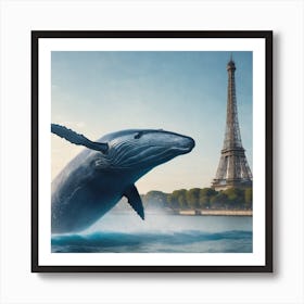 Eiffel Tower And Whale Art Print