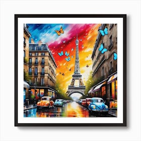 Paris With Butterflies 124 Art Print