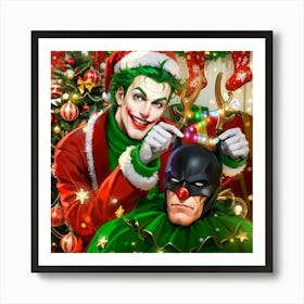 Joker And Santa Art Print