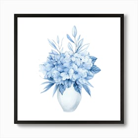 Watercolor Blue Floral 25 Art Print