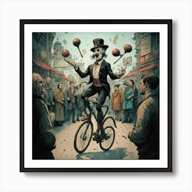 Clown On A Bicycle Art Print