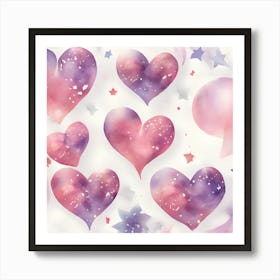 Watercolor Hearts Art Print