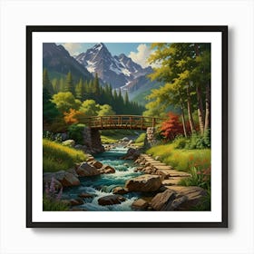 Bridge In The Mountains 3 Art Print