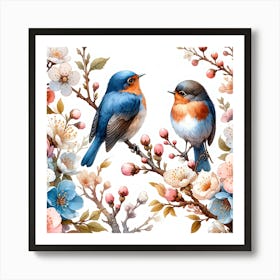 Birds On A Branch 1 Art Print