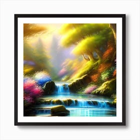 Waterfall In The Forest 2 Art Print