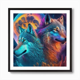 Wolf In The Moonlight 2 Art Print