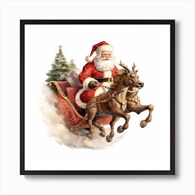 Santa Claus In Sleigh 1 Art Print