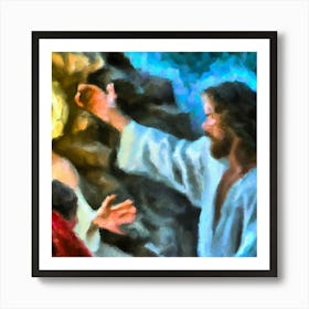 An Impressionist Oil Paint- Jesus Being Tempted By Lucifer Art Print