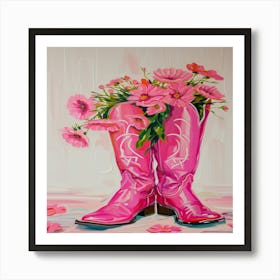 Pink Cowboy Boots 4 Art Print