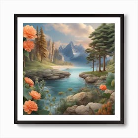 Sunset By The River Art Print