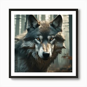 Wolf In The Woods 40 Art Print