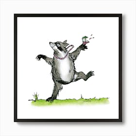 Dancing Raccoon 1 Art Print