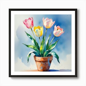 Leonardo Phoenix 10 A Delicate Watercolor Painting Of Potted T 0 Art Print